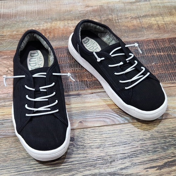 Hey Dude Mens Cody Sport Mesh Sneakers Black - Picture 1 of 4
